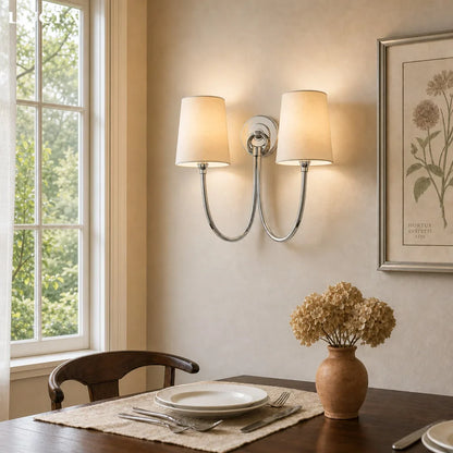 Kaevin Modern Elegant Linen Shade Double Wall Sconce