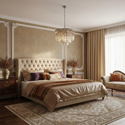Caelum Vintage Luxury Metal Crystal Drum Chandelier