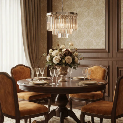 Caelum Vintage Luxury Metal Crystal Drum Chandelier