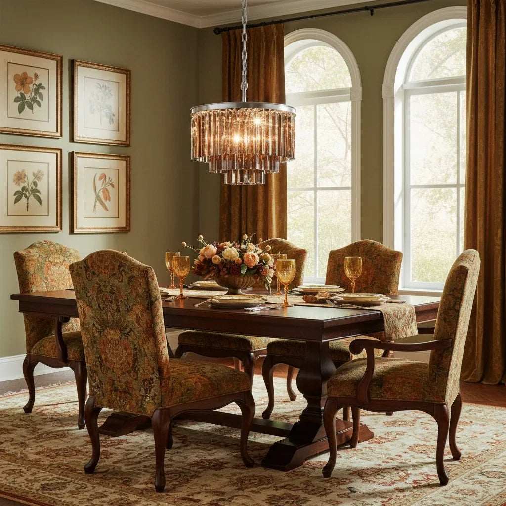 Caelum Vintage Luxury Metal Crystal Drum Chandelier