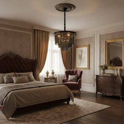 Caelum Vintage Luxury Metal Crystal Drum Chandelier