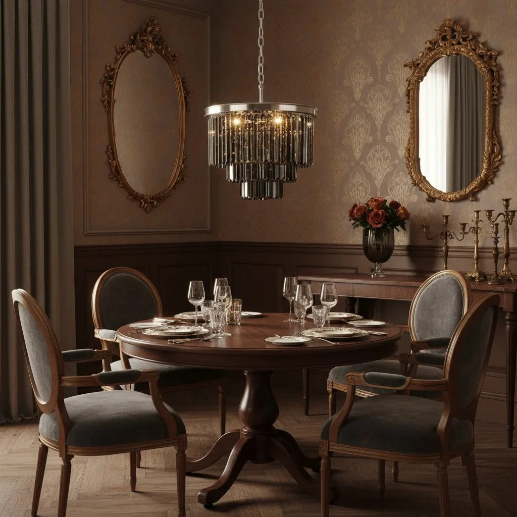 Caelum Vintage Luxury Metal Crystal Drum Chandelier