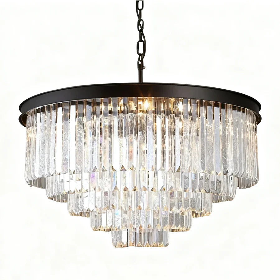 Caelum Vintage Luxury Metal Crystal Drum Chandelier