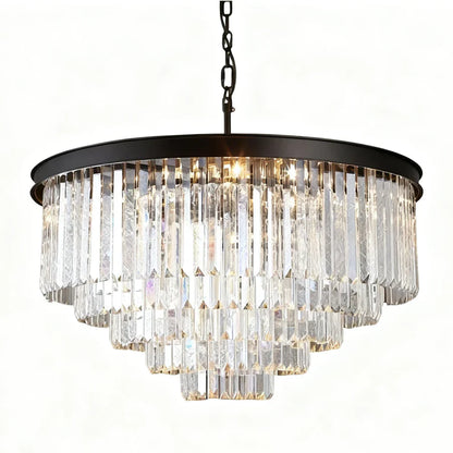 Caelum Vintage Luxury Metal Crystal Drum Chandelier