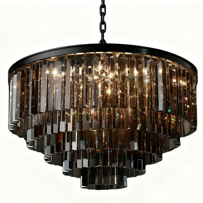 Caelum Vintage Luxury Metal Crystal Drum Chandelier