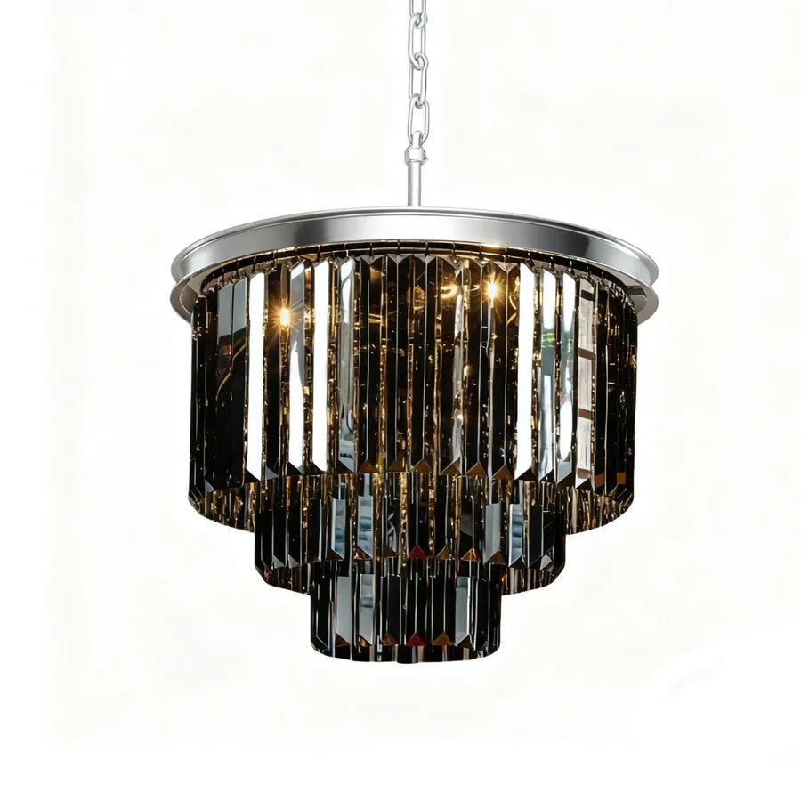 Caelum Vintage Luxury Metal Crystal Drum Chandelier
