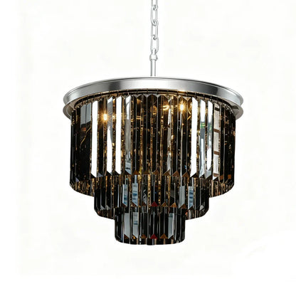 Caelum Vintage Luxury Metal Crystal Drum Chandelier