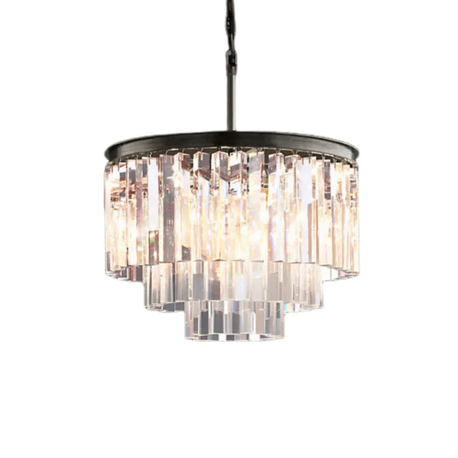 Caelum Vintage Luxury Metal Crystal Drum Chandelier