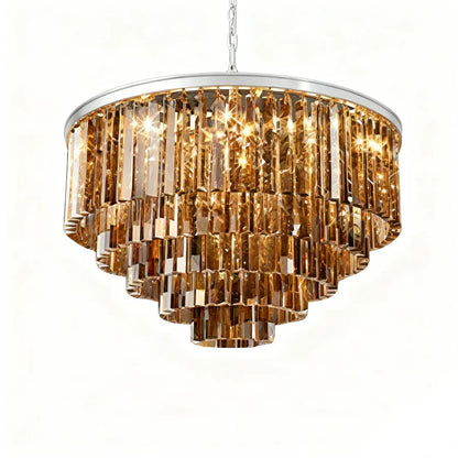 Caelum Vintage Luxury Metal Crystal Drum Chandelier