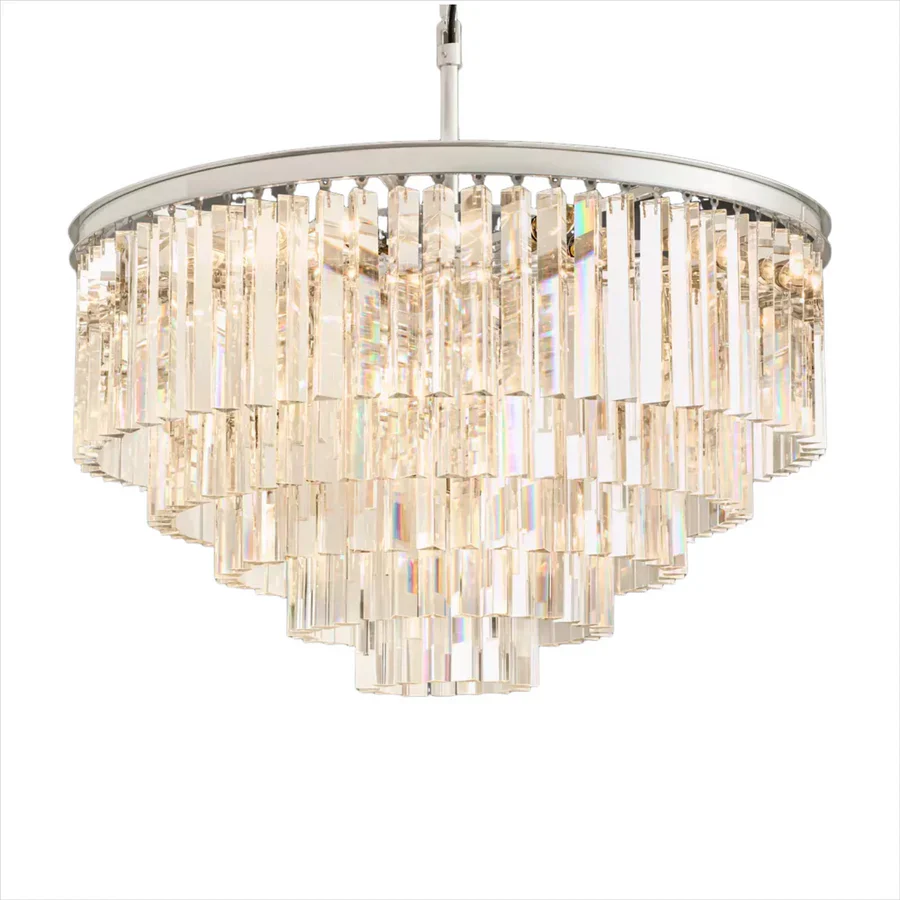 Caelum Vintage Luxury Metal Crystal Drum Chandelier
