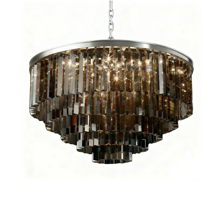 Caelum Vintage Luxury Metal Crystal Drum Chandelier