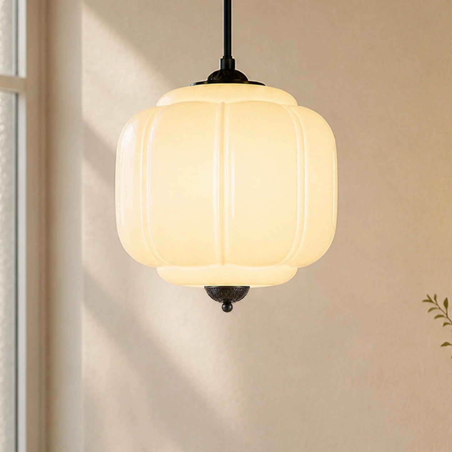 Myric Vintage Milk Glass Oiled Brass Eloise Pendant Light