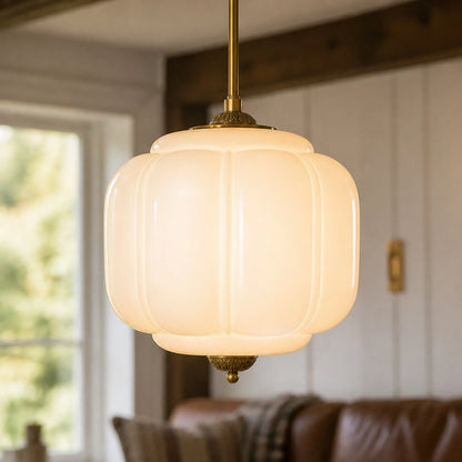 Myric Vintage Milk Glass Oiled Brass Eloise Pendant Light
