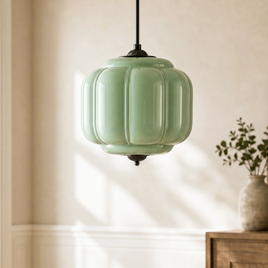 Myric Vintage Milk Glass Oiled Brass Eloise Pendant Light
