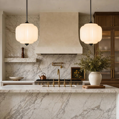 Myric Vintage Milk Glass Oiled Brass Eloise Pendant Light