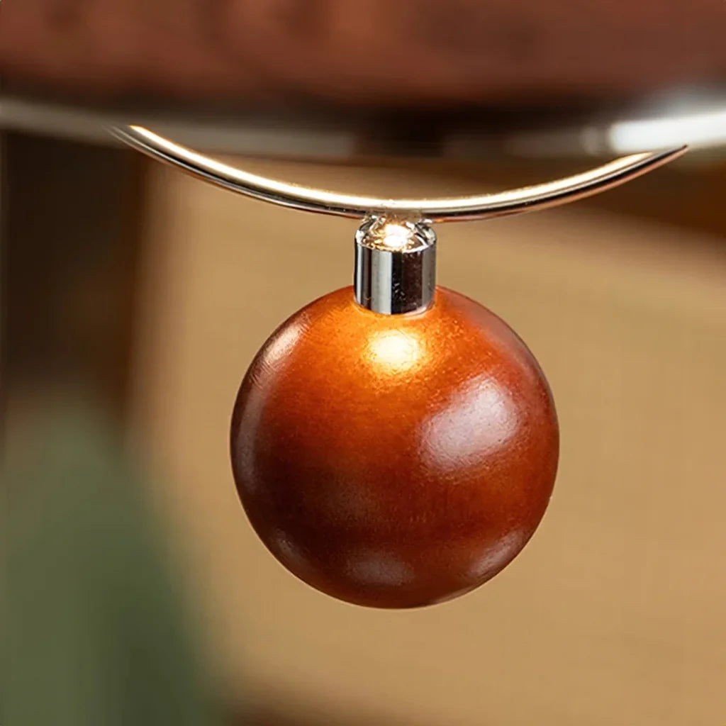 Norian Vintage Flying Disc Walnut Pendant Light