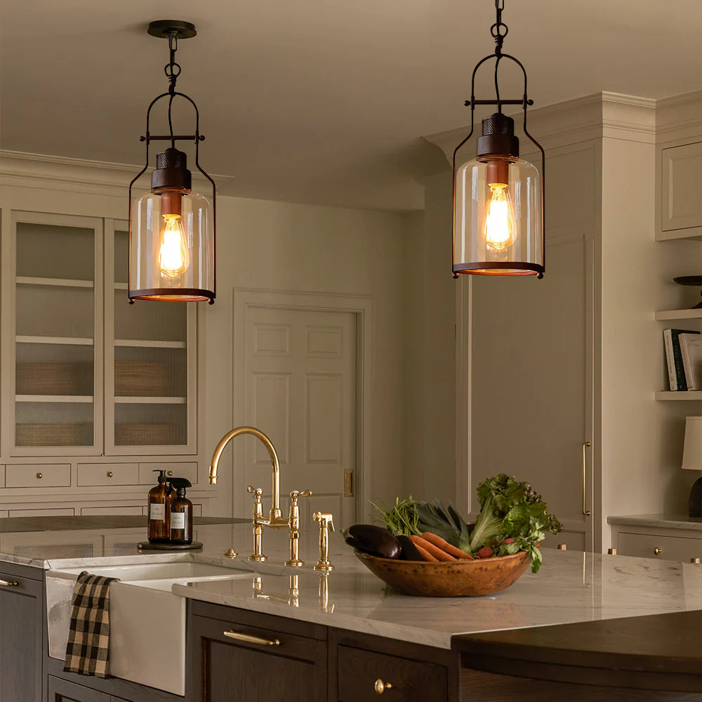 Nerion Retro Industrial Metal Glass Pendant Light