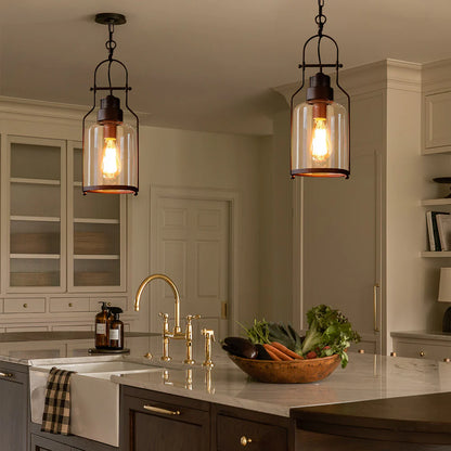 Nerion Retro Industrial Metal Glass Pendant Light