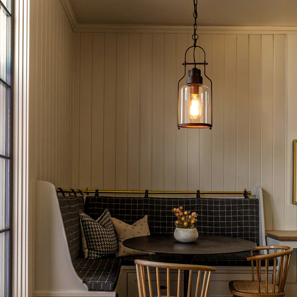 Nerion Retro Industrial Metal Glass Pendant Light