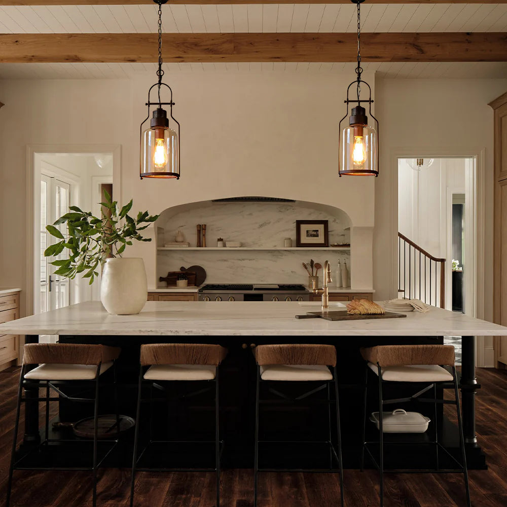 Nerion Retro Industrial Metal Glass Pendant Light