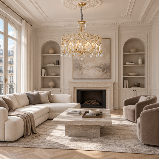 Neve Luxury French Antique Crystal Drum Chandelier