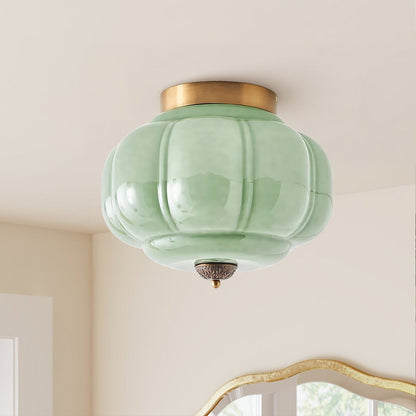 Ozita Retro Milk Glass Semi Flush Mount Eloise Ceiling Light