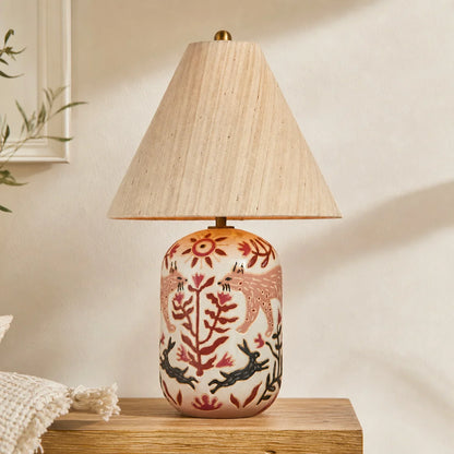 Daevon Retro Ceramic Linen Tapered Table Lamp