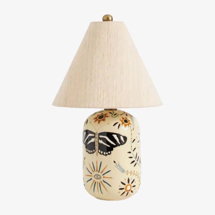 Daevon Retro Ceramic Linen Tapered Table Lamp
