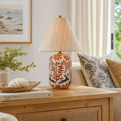 Daevon Retro Ceramic Linen Tapered Table Lamp