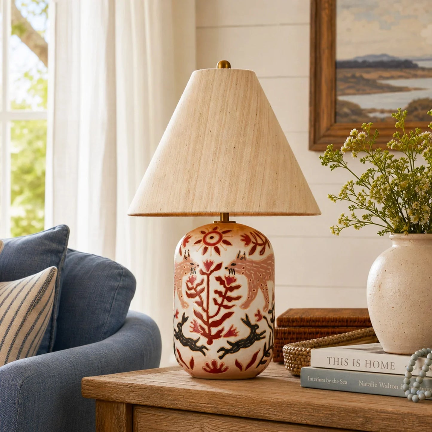 Daevon Retro Ceramic Linen Tapered Table Lamp