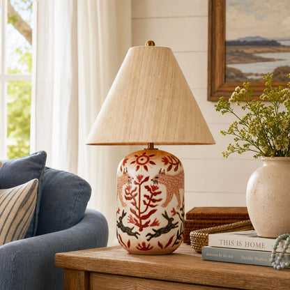 Daevon Retro Ceramic Linen Tapered Table Lamp