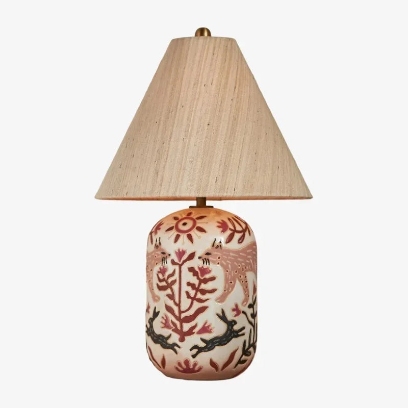 Daevon Retro Ceramic Linen Tapered Table Lamp