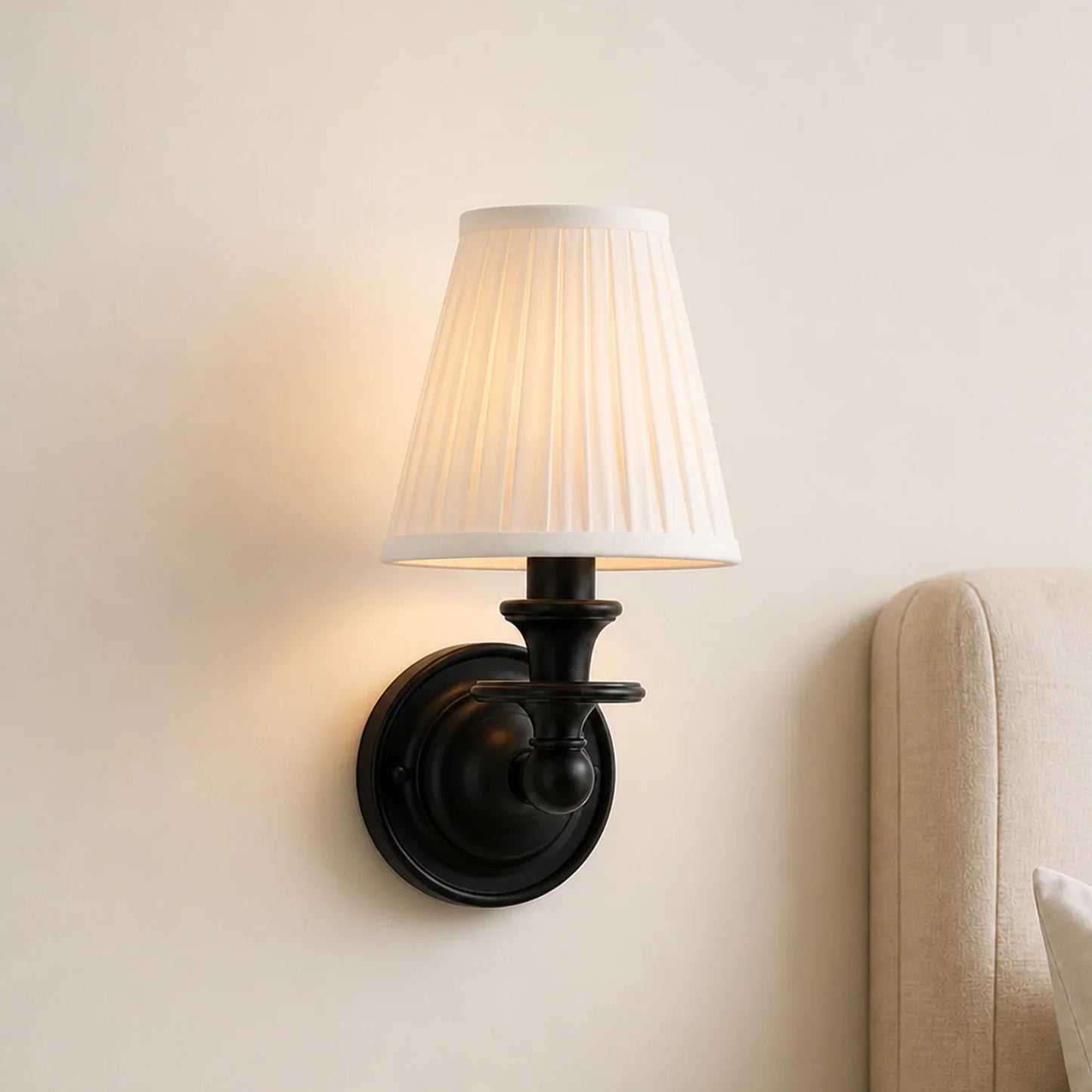 Caedric Retro Brass Linen Shade Wall Sconce