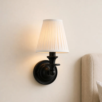 Caedric Retro Brass Linen Shade Wall Sconce
