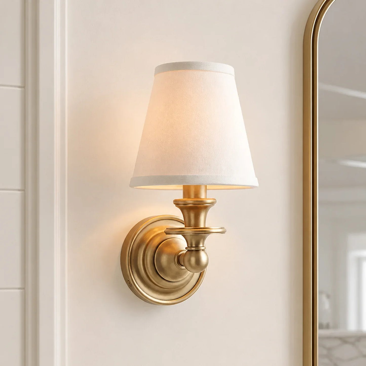 Caedric Retro Brass Linen Shade Wall Sconce