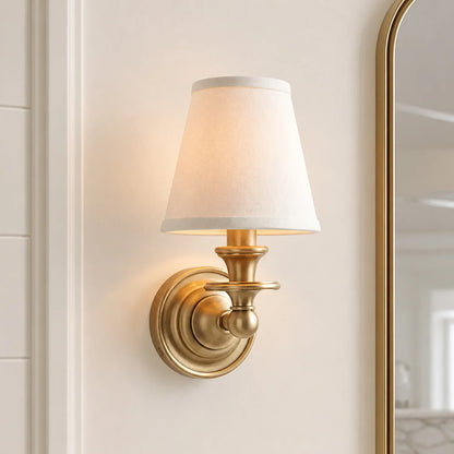 Caedric Retro Brass Linen Shade Wall Sconce