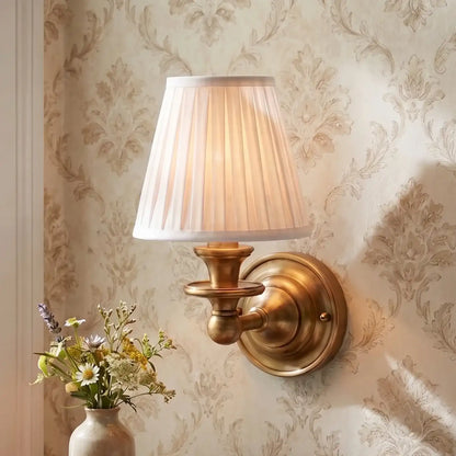 Caedric Retro Brass Linen Shade Wall Sconce