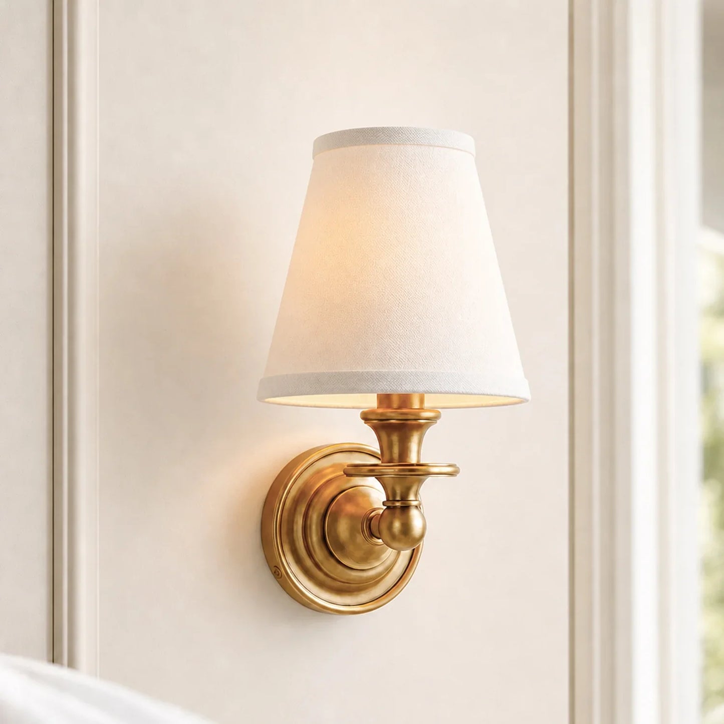 Caedric Retro Brass Linen Shade Wall Sconce