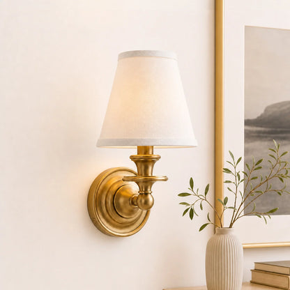 Caedric Retro Brass Linen Shade Wall Sconce