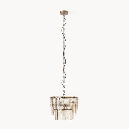 Olyric Retro Tiered Hammered Glass Pendant Light