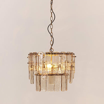 Olyric Retro Tiered Hammered Glass Pendant Light