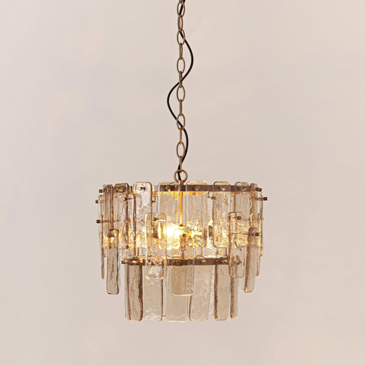 Olyric Retro Tiered Hammered Glass Pendant Light