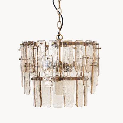 Olyric Retro Tiered Hammered Glass Pendant Light