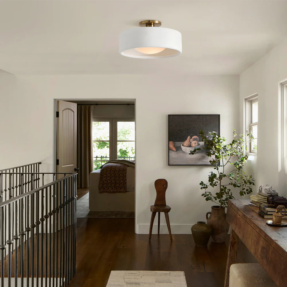 Loriena Minimalist White Porcelain Ceiling Light