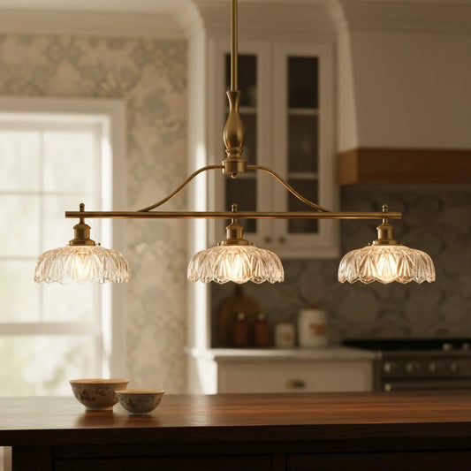 Zevric Vintage Textured Glass 3-Light Chandelier