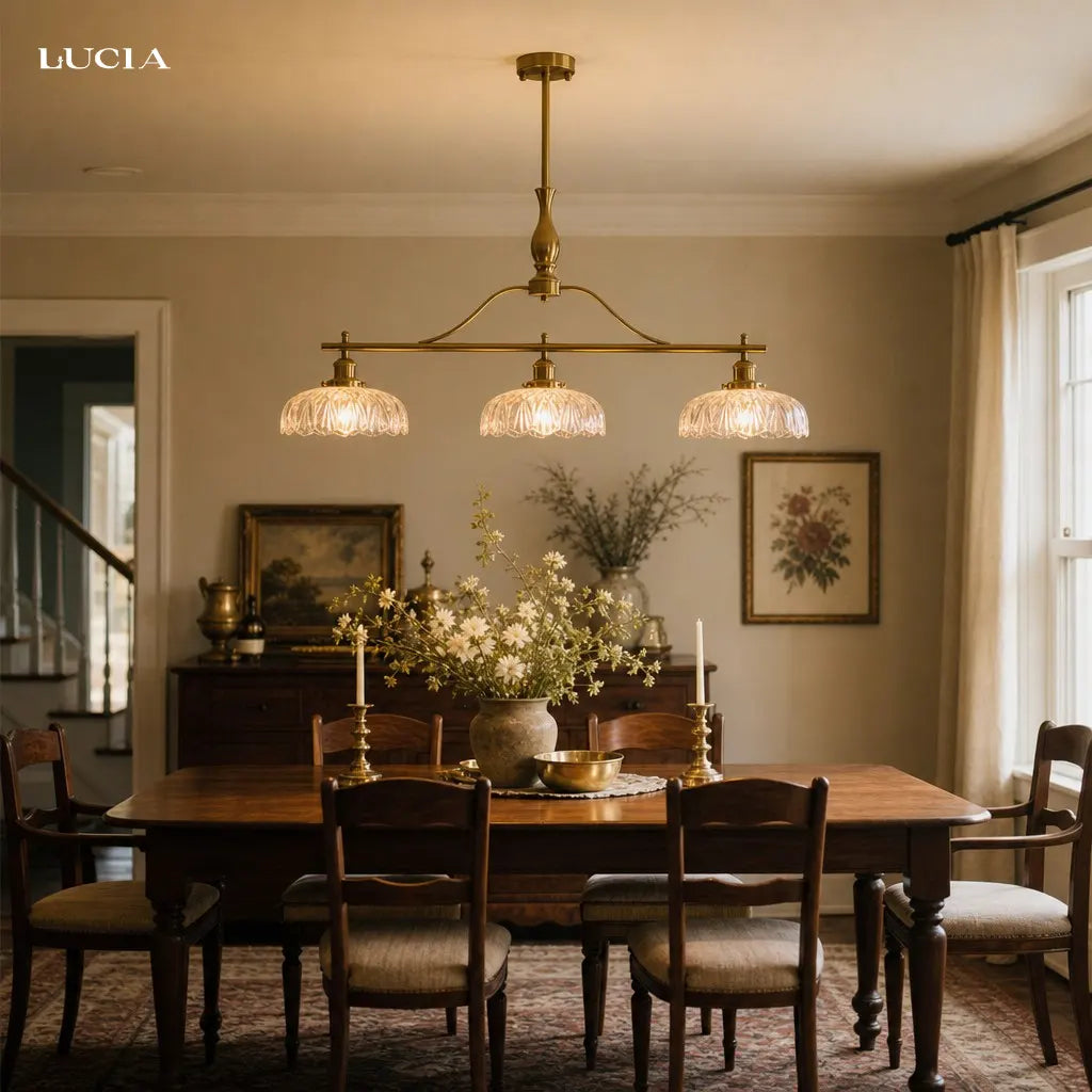 Zevric Vintage Textured Glass 3-Light Chandelier