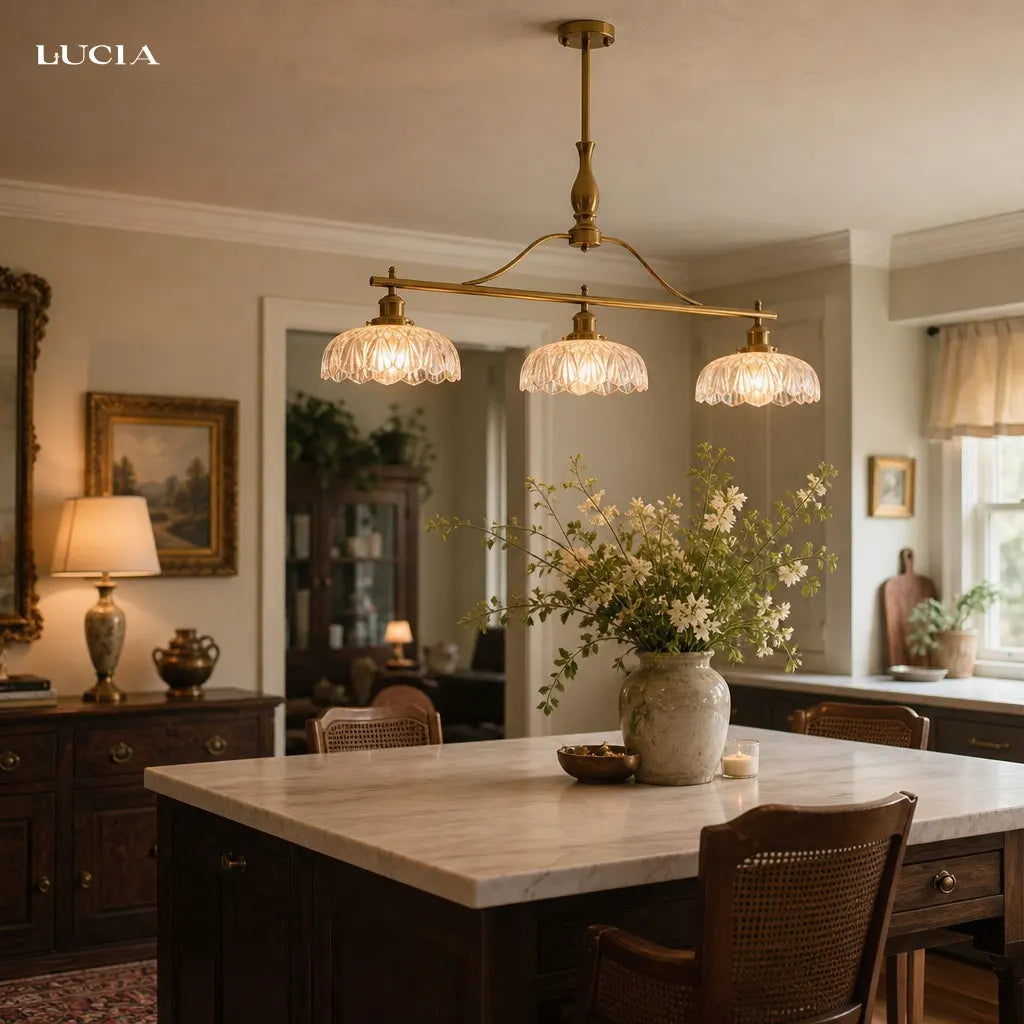 Zevric Vintage Textured Glass 3-Light Chandelier
