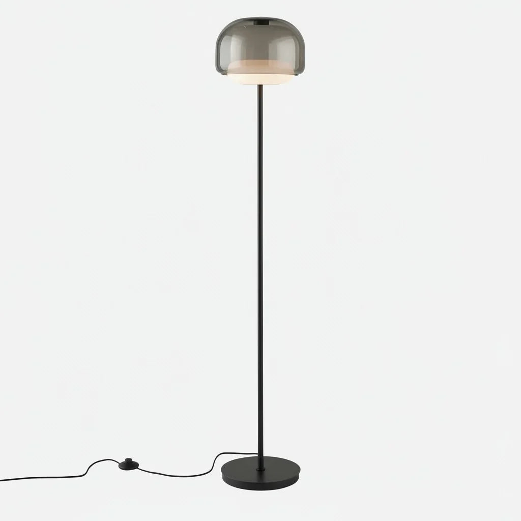 Nyric Modern Round Shade Colored Glass Floor Lamp