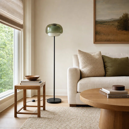 Nyric Modern Round Shade Colored Glass Floor Lamp