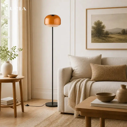 Nyric Modern Round Shade Colored Glass Floor Lamp